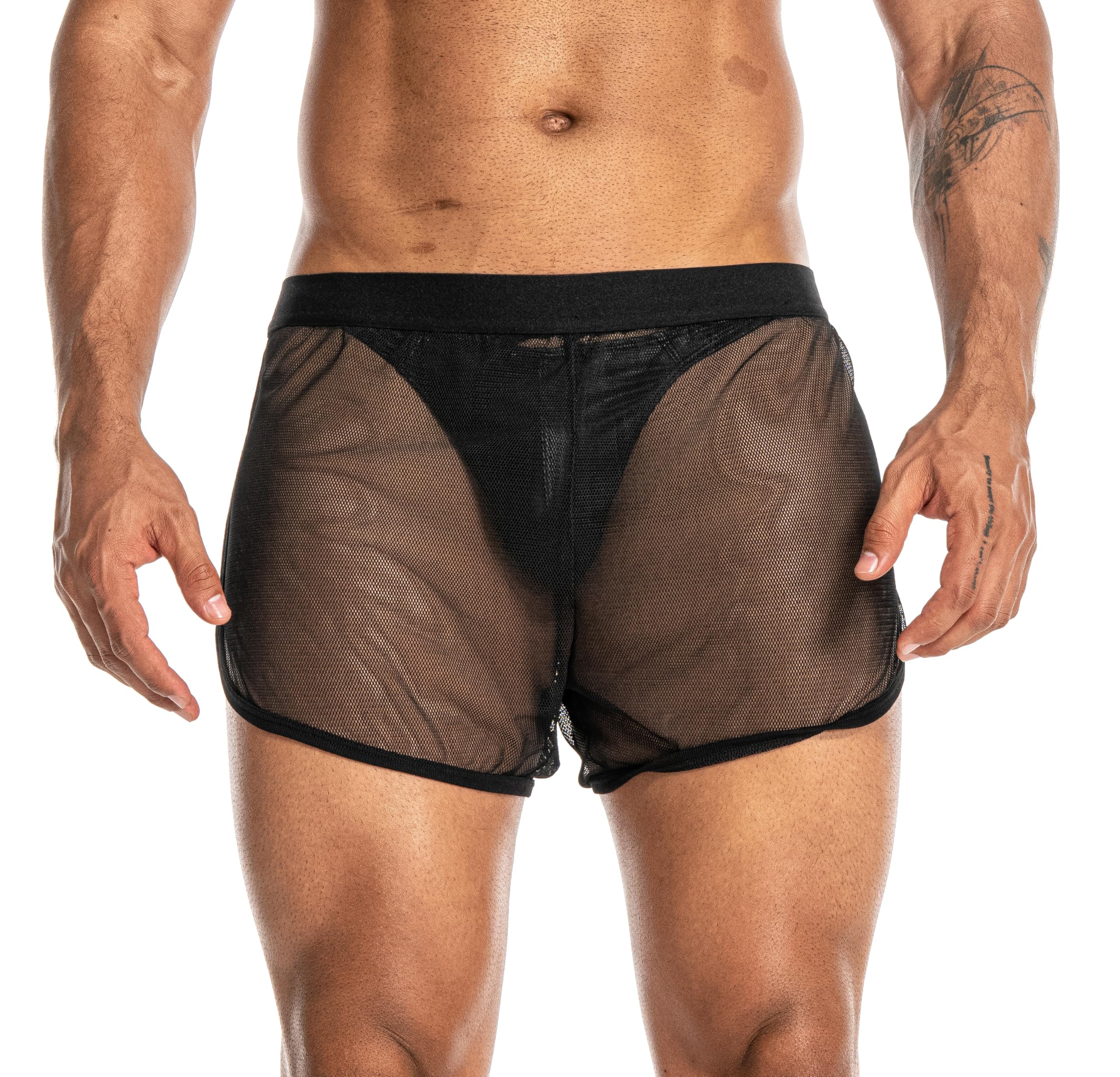 FIROTTII Mens Mesh Shorts Sexy Boxers See Through