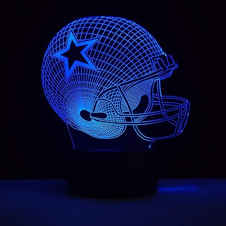Macannom Dallas Cowboys Helmet 3d Night Light Sport Fans Bedroom Decor Bedside Lamp 7 Colors Change Led Illusion Table Desk Lamps Smart Touch Usb Xmas