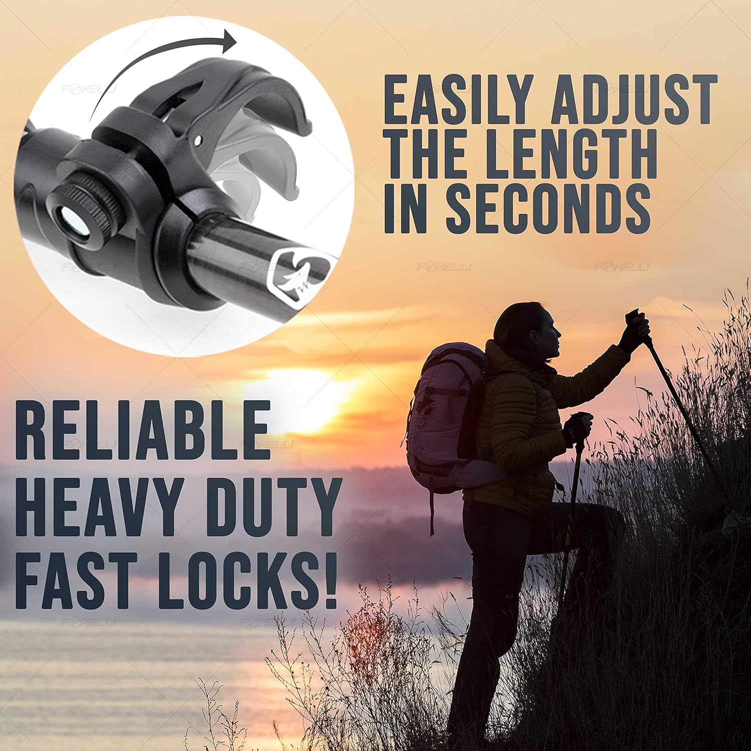 Foxelli Aluminum Trekking Poles – Collapsible, Lightweight, Aluminum 7075 Hiking Poles, Walking & Running Sticks with Natural Cork Grips, Quick Locks, 4 Season/All Terrain Accessories and Carry Bag : Sports & Outdoors