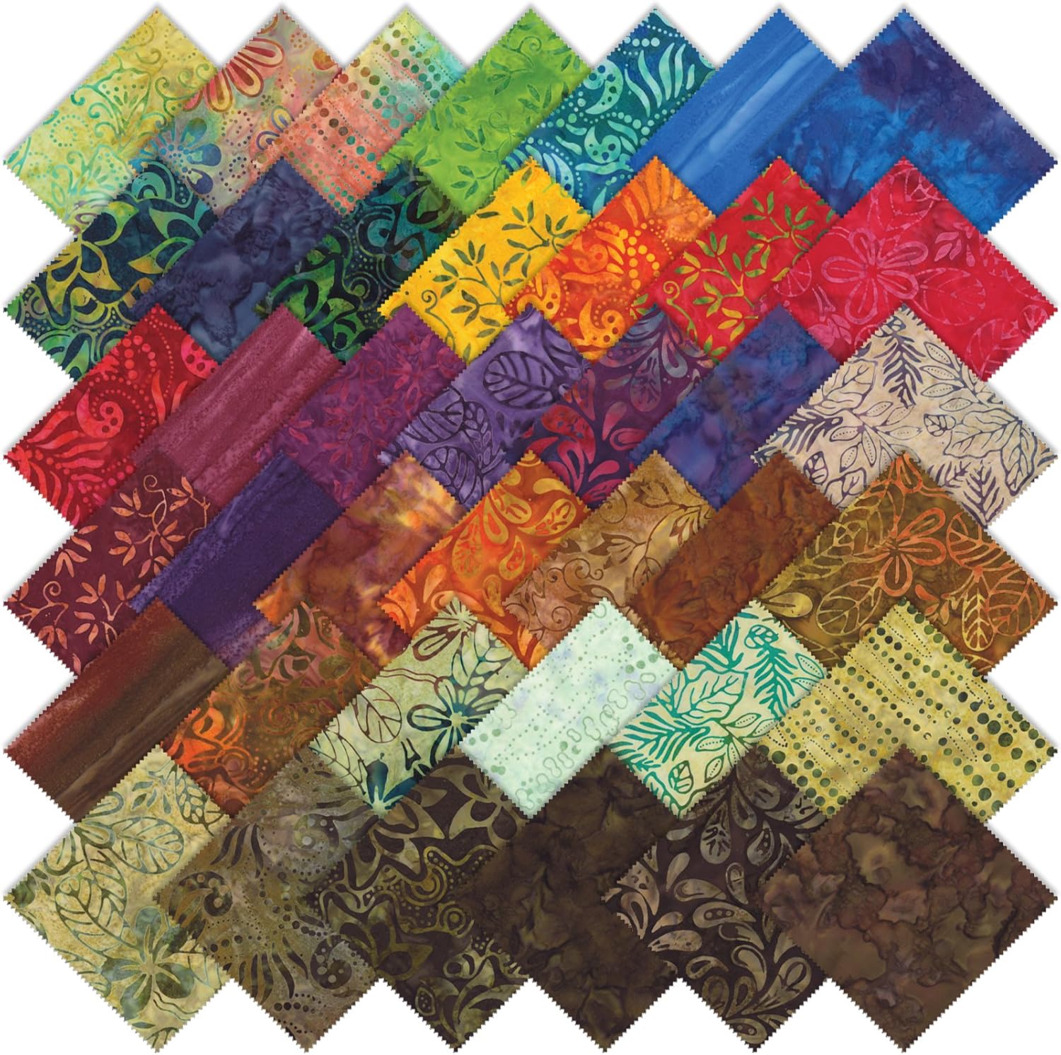 Moda Color Crush Batiks Charm Pack, Set of 40 5inch (12.7cm) Precut