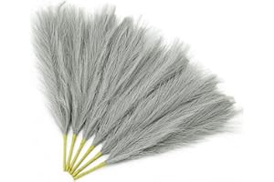 Art Vagon Faux Pampas Grass, 17.7"/45cm Tall Artificial Dried Plants Fluffy 6 Pcs Fake Pampous Grass Flower Decor Green Boho Room Decoration for Home Office Living Room Wedding Party (Grey)