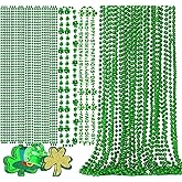 LENOAPHYS St Patricks Day Necklace Shamrock Necklace Bulk St Patricks Day Accessories for Women Green Beads St Pattys Accessories Decorations Party Favor