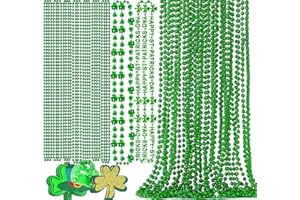 LENOAPHYS St Patricks Day Necklace Shamrock Necklace Bulk St Patricks Day Accessories for Women Green Beads St Pattys Accessories Decorations Party Favor