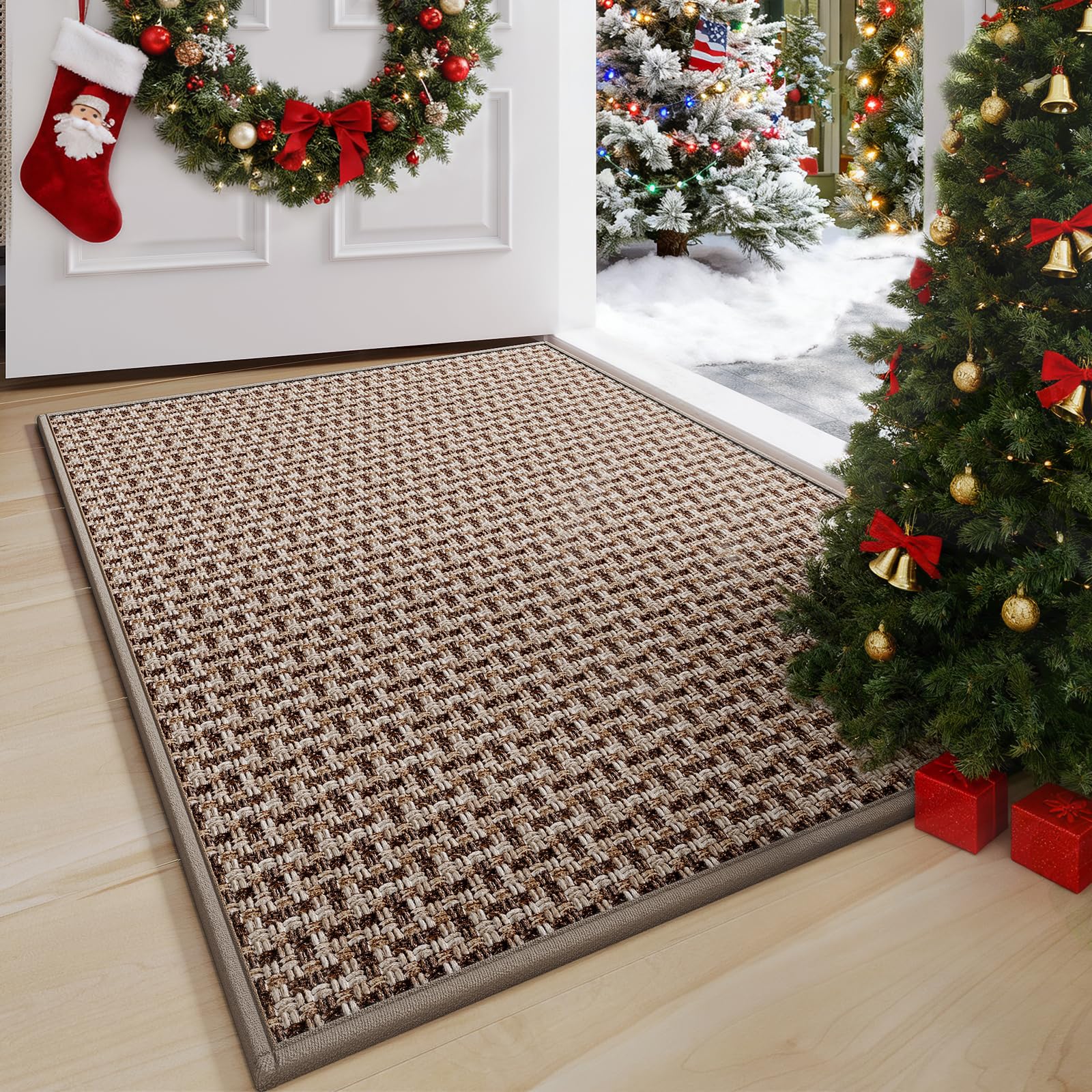 Photo 1 of YDKGL Door Mat 24"x35", Dirt Resistant and Absorbent, Non-Slip Rubber Backing Floor Mats, Easy Clean Low-Profile Doormat for Entryway, Front Door, Inside Entrance, Brown