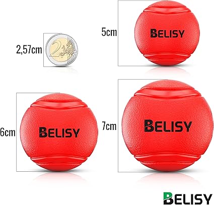 Belisy Hundespielball Fur Grosse Kleine Hunde Aus Naturgummi I Rot I 5cm Amazon De Haustier
