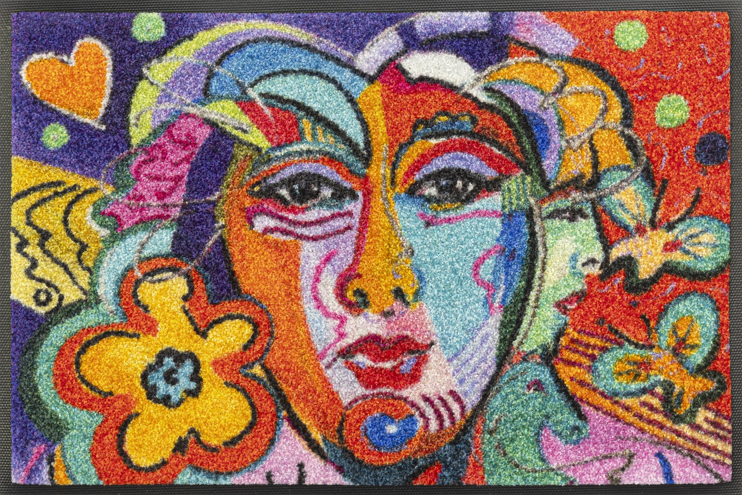 Wash+Dry Indian Summer Door Mat, 40 x 60 cm, Washable for Indoor and Outdoor Use, Colourful