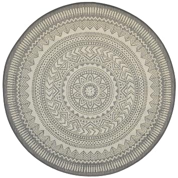 Amazon De In Und Outdoor Teppich Rund Around The Flower Grey