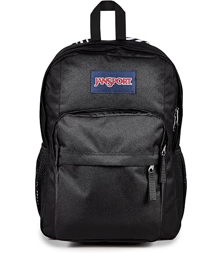 JanSport Right Pack – Mochila resistente para el día con funda acolchada para portátil de 38.1 cm, compartimento principal y bolsillo para botella de agua, negro monocromático (Monochrome Black : Ropa