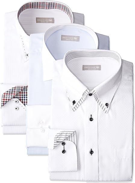 Amazon Co Jp ドレスコード101 ワイシャツ メンズ 福袋 3枚セット 形態安定 透けにくい 好印象を与えるデザイン Yシャツ ビジネス Fuku 3 服 ファッション小物