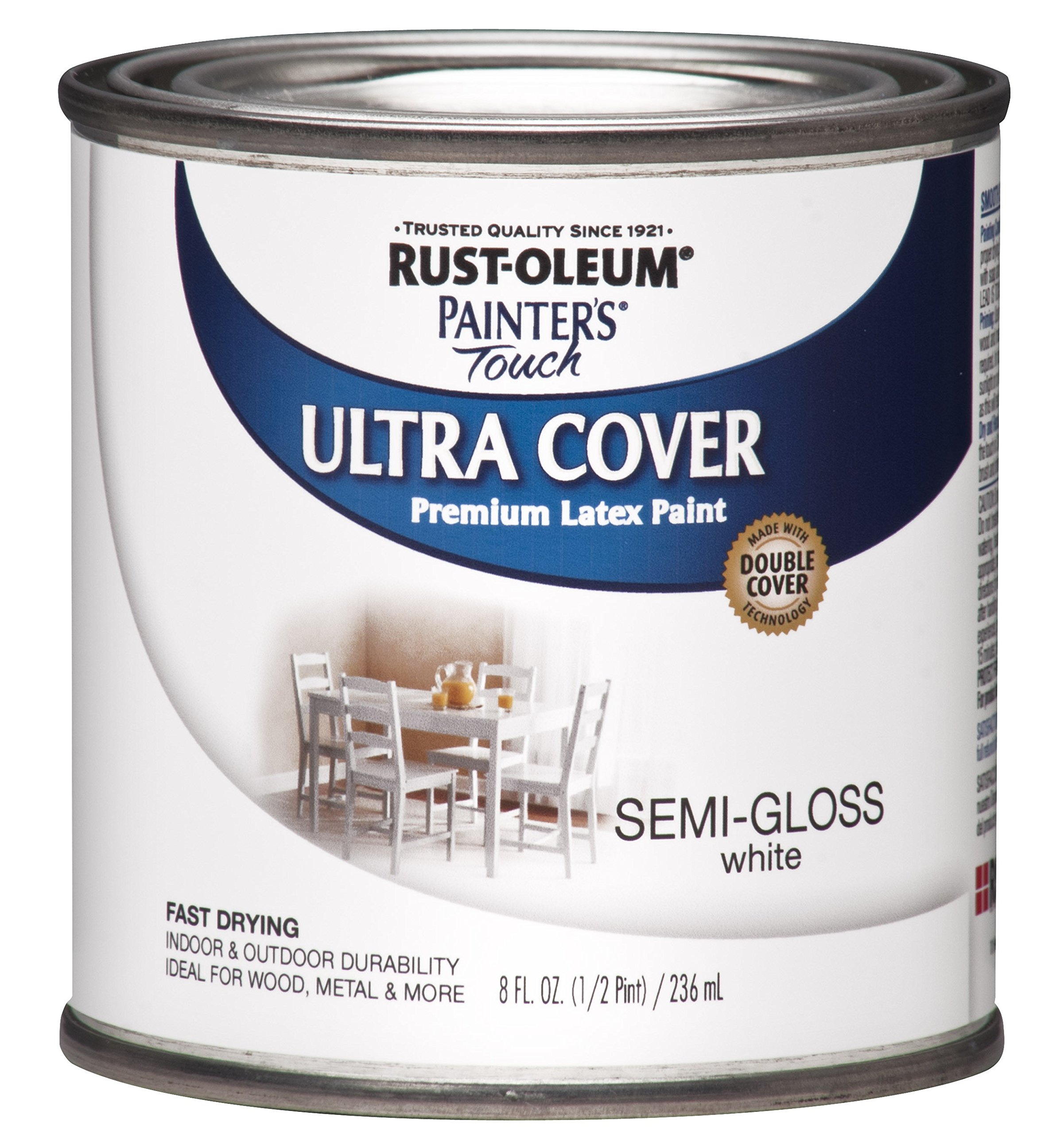 Rust-Oleum 1993730-6PK Painter's Touch Latex Paint, Half Pint, Semi-Gloss White, 8 Fl Oz (Pack of 6) Image Rust-Oleum 1993730-6PK Painter's Touch Latex Paint, Half Pint, Semi-Gloss White, 8 Fl Oz (Pack of 6) Image