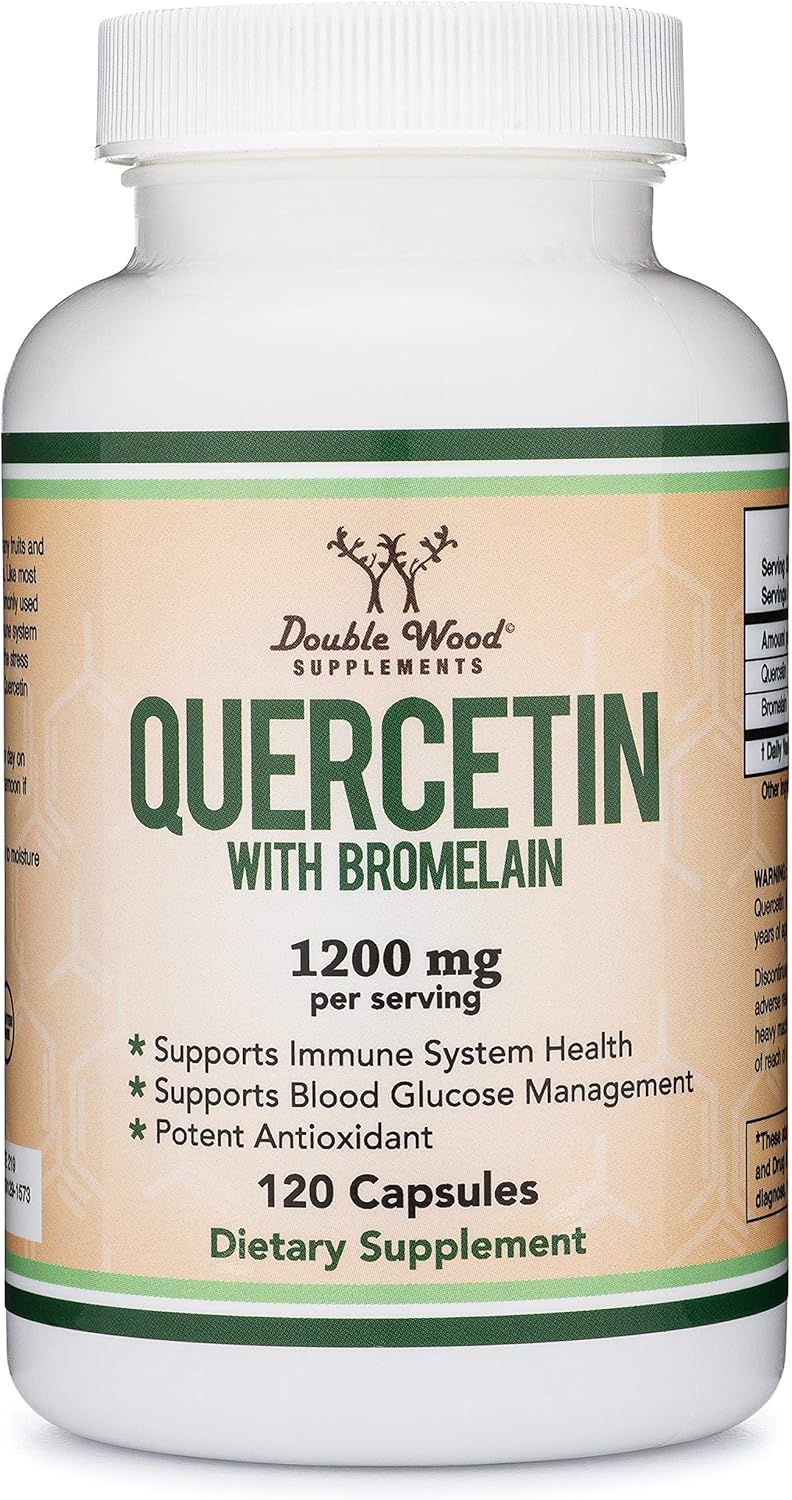Quercetin 1000mg with Bromelain 200mg, 120 Capsules - 2 Month Supply - May Strengthen Immune System by Double Wood Supplements: Health & Personal Care