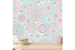CiCiwind Peel and Stick Wallpaper Boho Contact Paper Kitchen Fun Colorful Wall Paper Self-Adhesive Removable Waterproof Easy to Clean Decoral Papel Tapiz para Pared 17.7''x78.7''