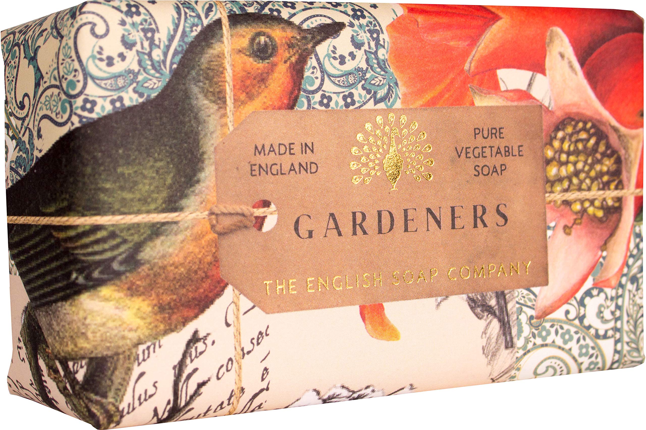 The English Soap Company Anniversary Gardeners Exfoliating Soap - Shea Butter Bar with Walnut Husks - Fresh Grapefruit and Lily Scent, Vegan Friendly, Plastic-Free, Made in England - 190g