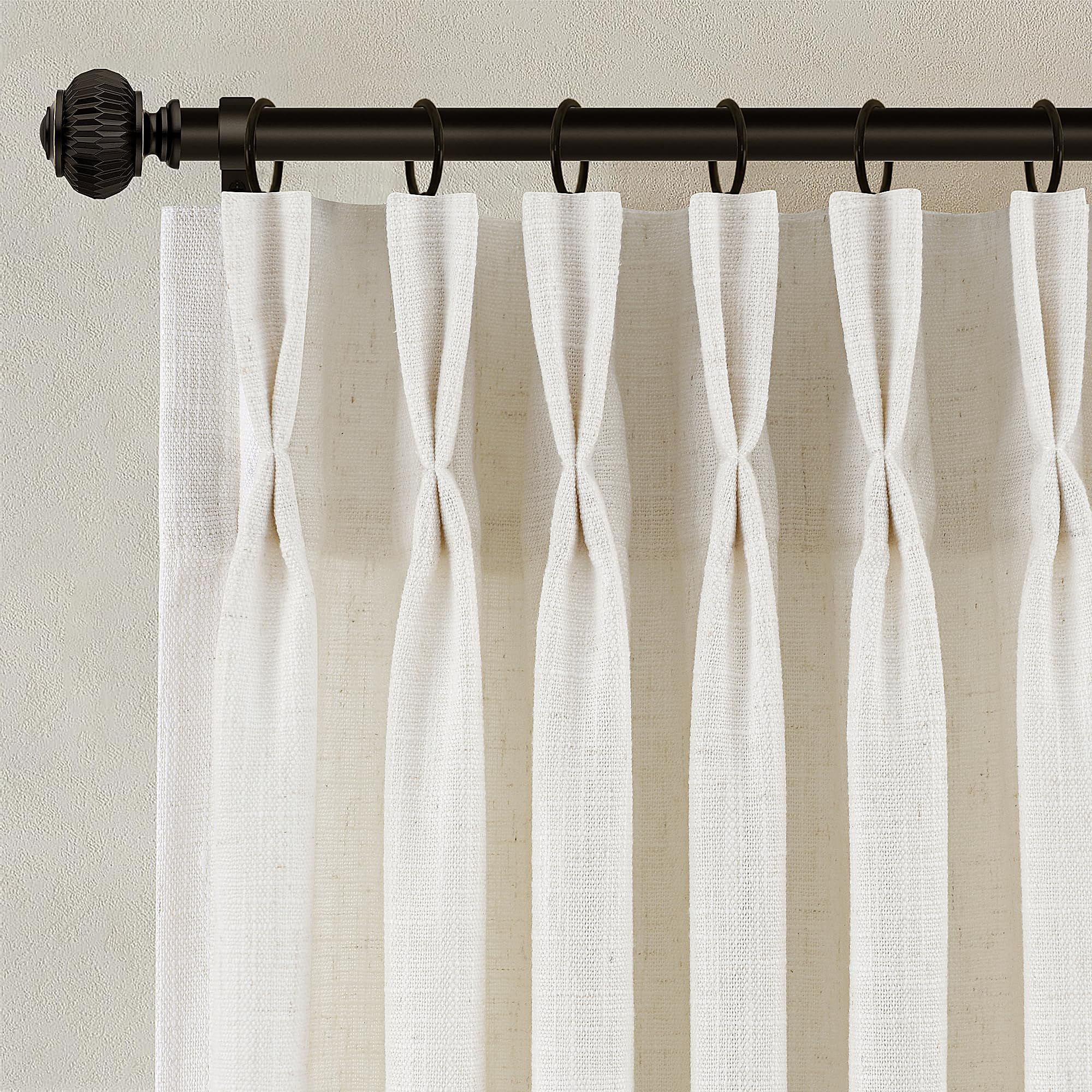 Photo 1 of ***To different color curtain***Pinch Pleated Linen Curtains 90 Inches Long for Living Dining Room Bedroom 2 Panel Set Natural Cream Birch Pinch Pleat Curtain 90 Inch Neutral Boho Floor to Ceiling Curtains Semi Sheer Linen Drapes***To different color curt