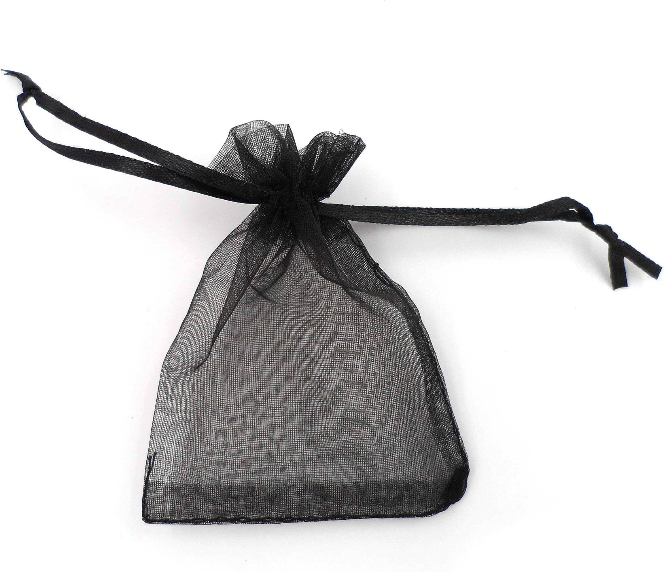 ATCG 100pcs 4x6 Inches Drawstring Organza Pouches Wedding Party Jewelry Favor Candy Bags (BLACK)