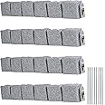 Beuta Landscape Edging | Garden Edging Border | Faux Stone Blocks for Lawn Edging, Flower Beds & Yard Edging – 4 Pack | Each Section Has 6 Blocks 48" L x 4" W x 6.5" H | 8 Spikes | Greystone
