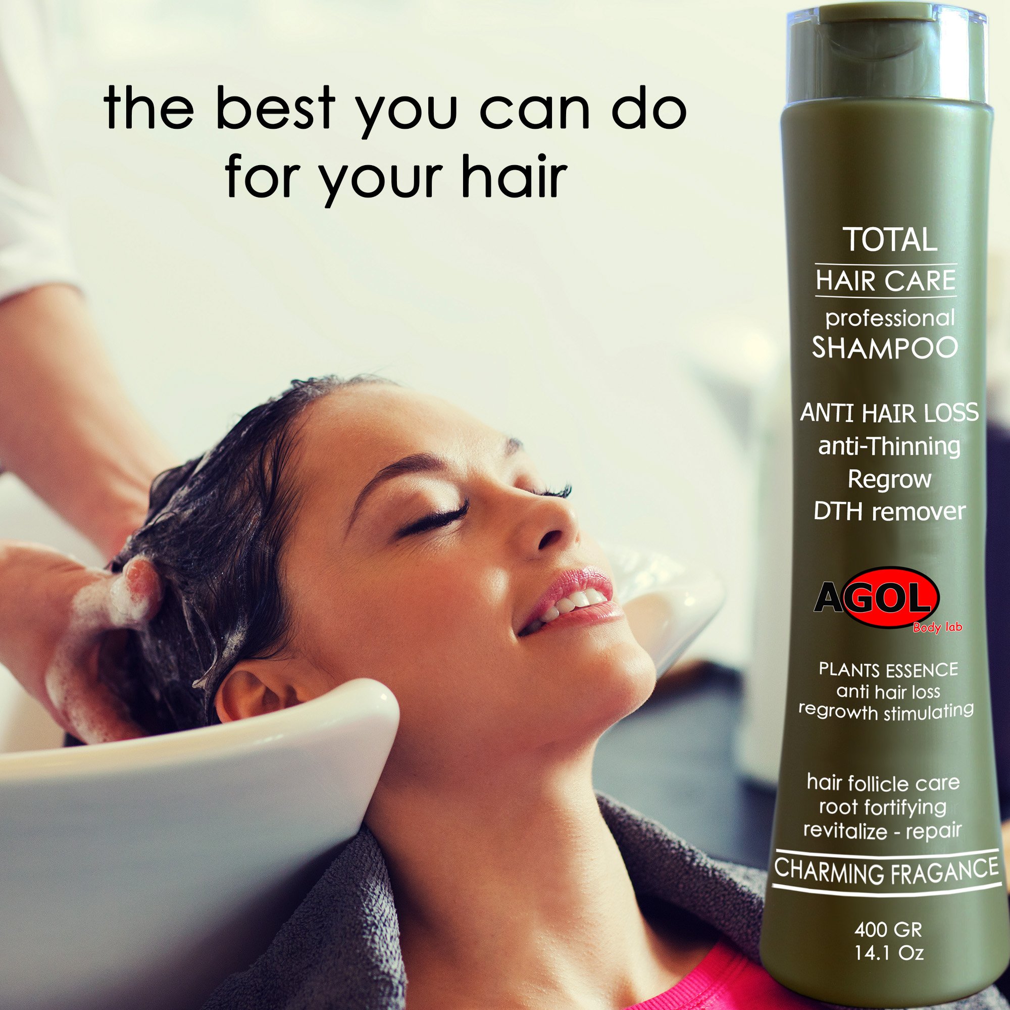 NEW Anti Hair Loss Organic Professional Shampoo Growth Stimulating from Natural Plant Extracts Hair Root Purification Balanced pH Decrease of Dandruff & Scalp Problems Fortifying woman & men 14.1 Oz