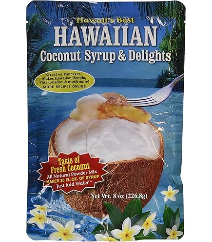 Hawaii's Best Tropical Coconut Syrup Two Pack -8 Oz Each- - Instant