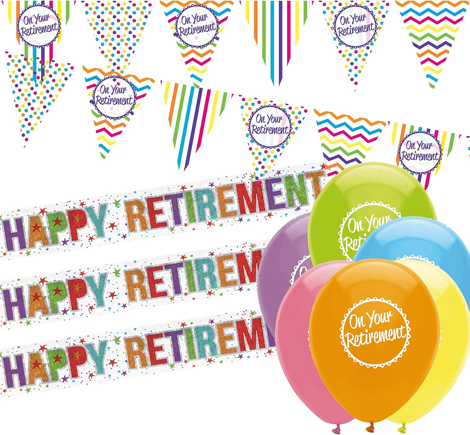 Retirement Decorations Pack Retirement Bunting, Retirement Banners and