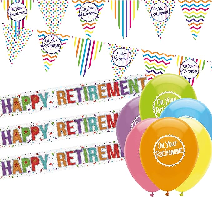 Retirement Decorations Pack Retirement Bunting, Retirement Banners and