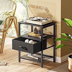Huuger Nightstand Set of 2, Night Stand with Fabric
