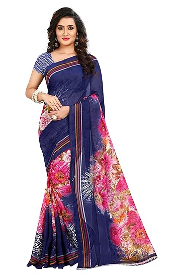 georgette with blouse piece Saree