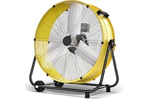 Uthfy 14000 CFM Heavy Duty Industrial Drum Fan, 30 Inch 550W High Velocity Floor Fan with 3 Speeds, 360° Tilt Metal Garage Fan for Warehouse, Commercial, Workshop, Factory and Basement