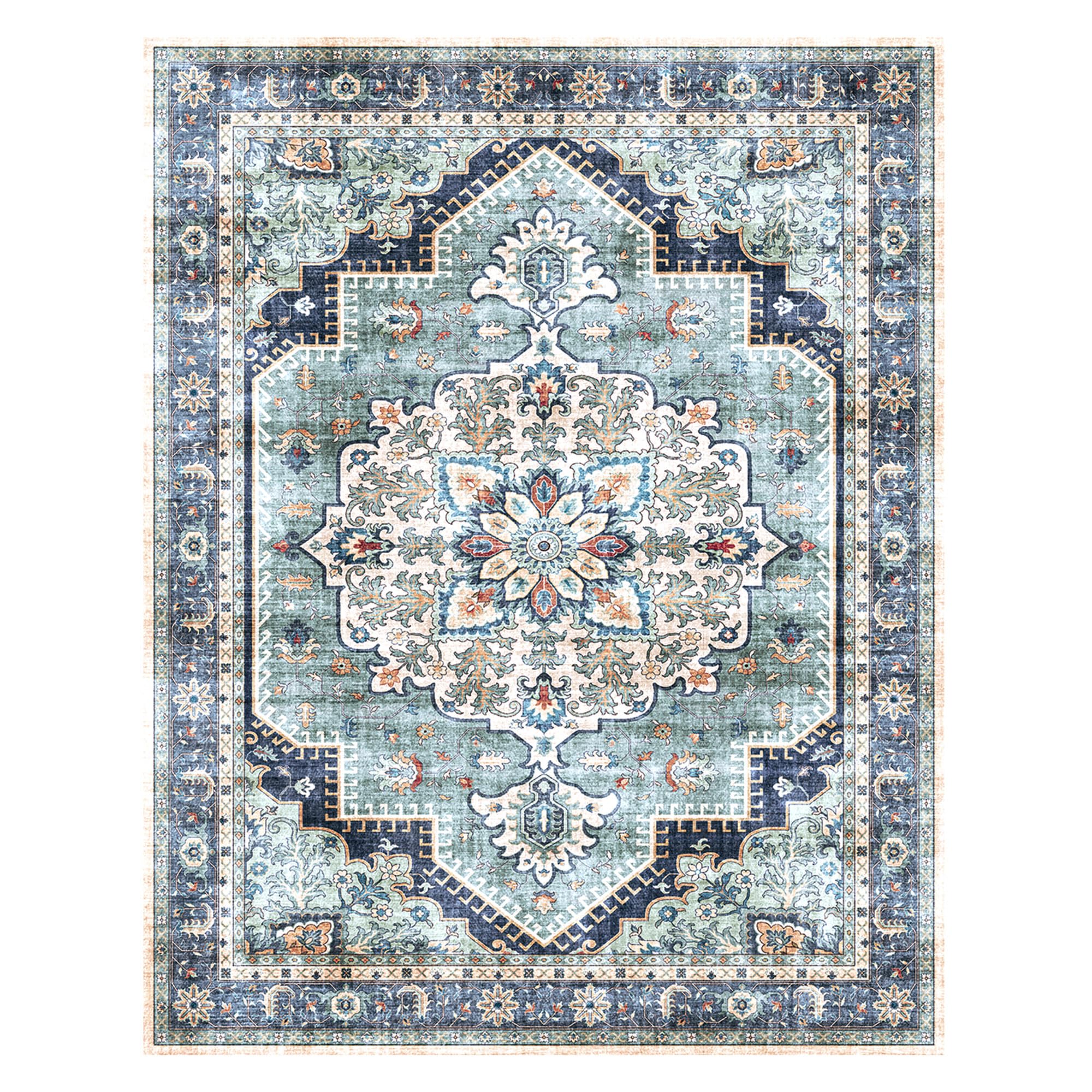 Gertmenian Indoor Easy-Care & Washable Area Rug – 6x9 Medium, Ideal for High Traffic Areas in Living Room, Bedroom, Entryway – Erin Blue, 23256 Image