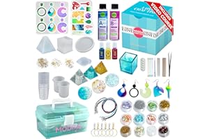 Modda Epoxy Resin Kit with Video Course, Includes Color Pigment, Silicone molds, Necklace Cord, Earring Hooks for Jewelry Making, Epoxy Resin Starter Kit for Beginners, Adults, Complete Craft Set