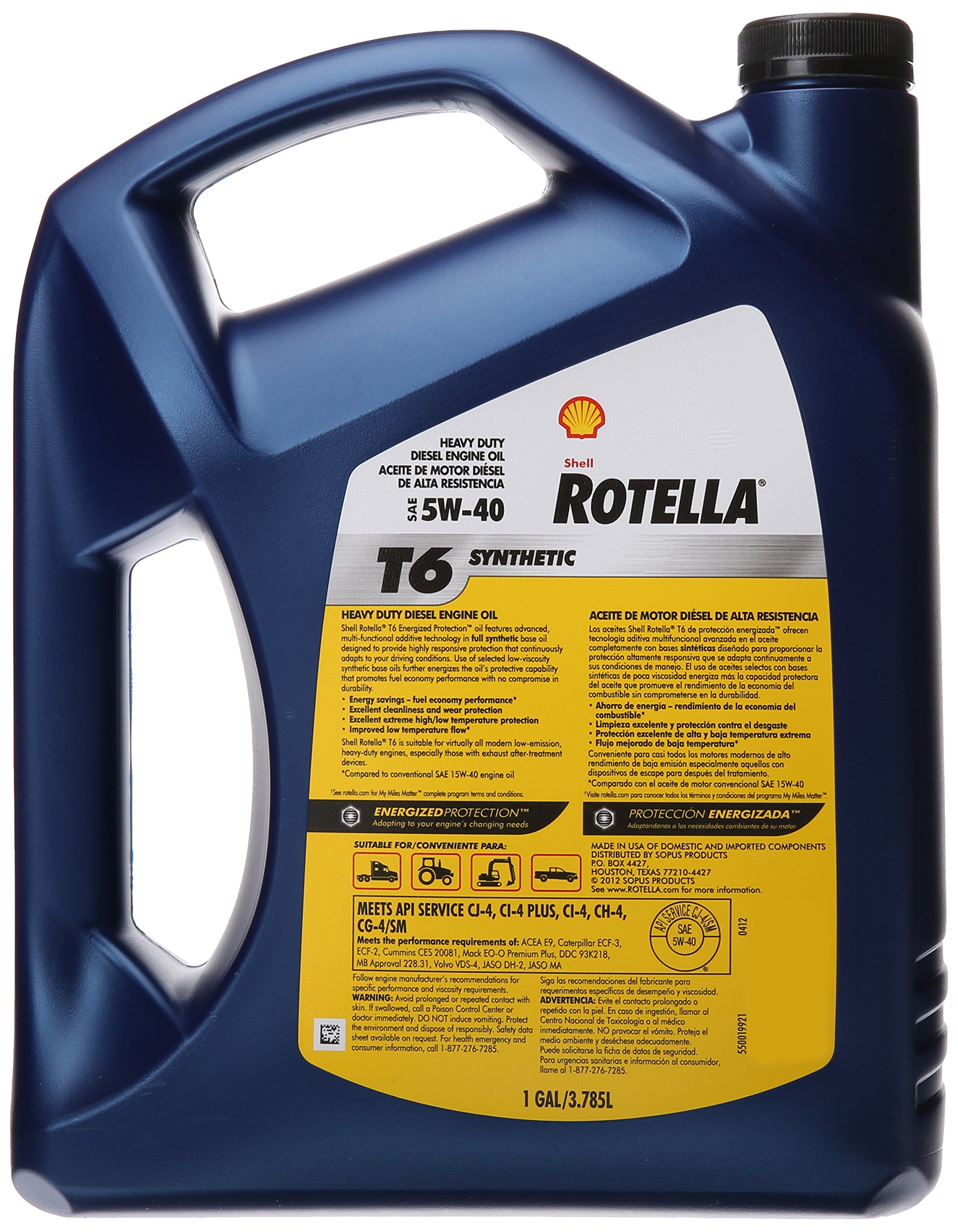Galleon Shell Rotella T6 Full Synthetic Heavy Duty Engine Oil 5W40