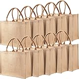 10 Pack Burlap Tote Bag Set Jute Tote Bags with Handles Blank Large Burlap Reusable Grocery Bags Water Resistant for Bridesma