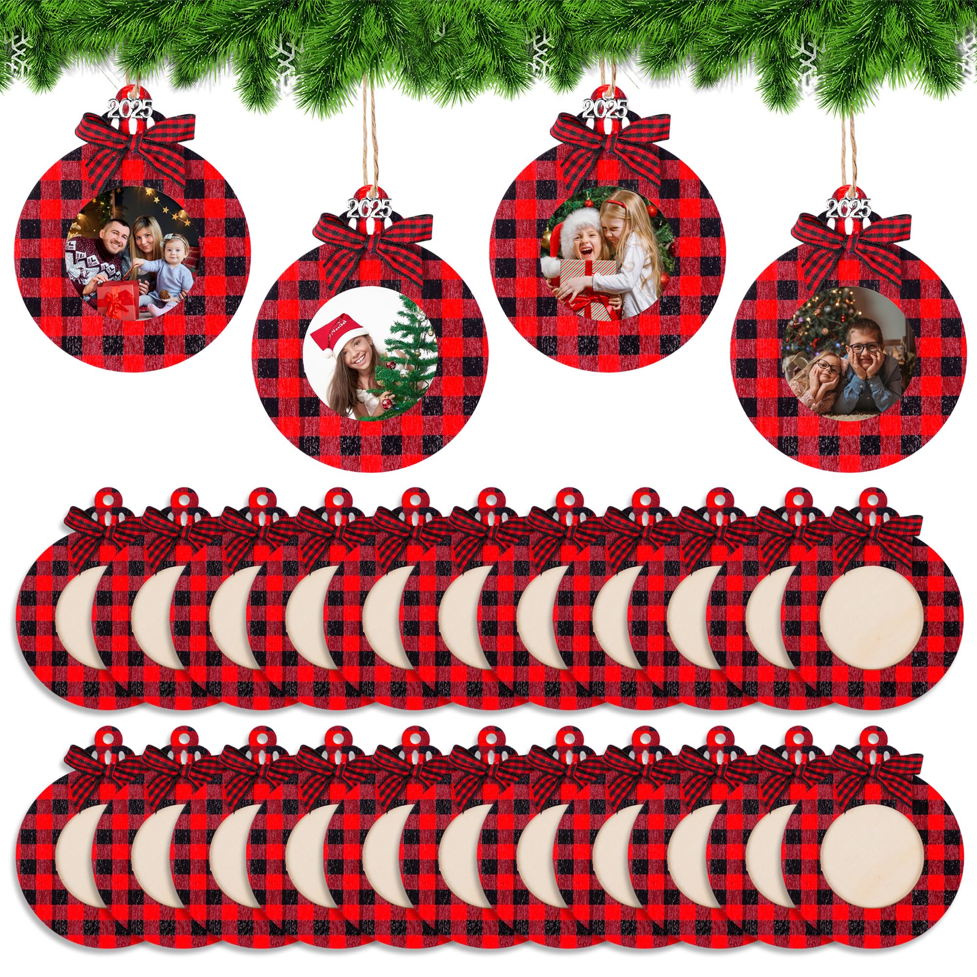 Photo 1 of **MISSING PARTS - Missing the string**
Shitailu Christmas Buffalo Plaid Photo Frame Ornament Plaid Picture Frame Hanging Pendant for Christmas Tree Stockings Decorations Xmas New Year Themed Decor Holiday Party Projects Activities