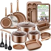 NutriChef 20-Piece Pots and Pans Set Non Stick &ndash; Induction Cookware Set, PFAS-Free Nonstick Cookware for All Cooktops, Includes Bakeware &amp; Kitchen Utensils
