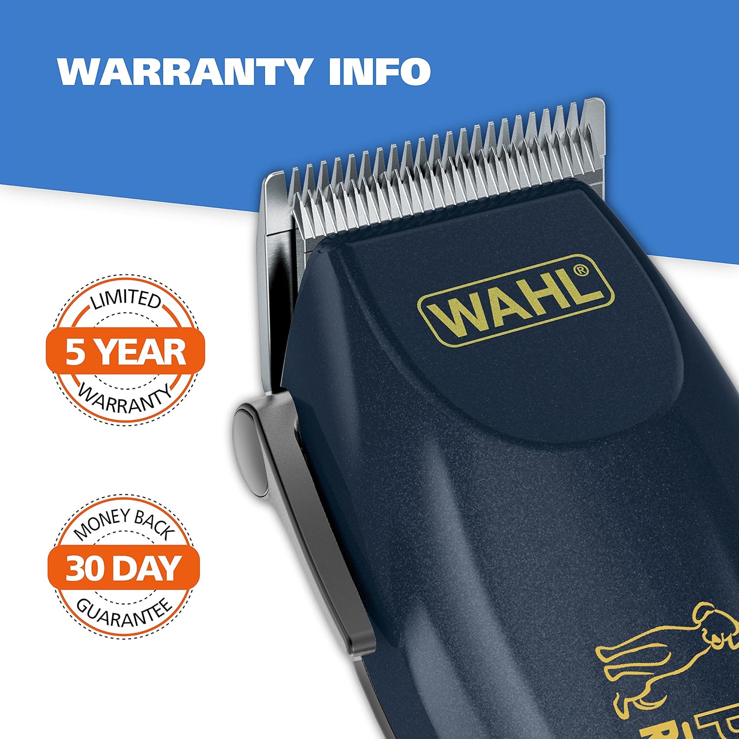 WAHL Lithium Ion Deluxe Pro Series Rechargeable Pet Clipper Grooming Kit with Low Noise & Heavy Duty Motor for Cordless Electric Trimming & Shaving Dogs – Model 9591-2100