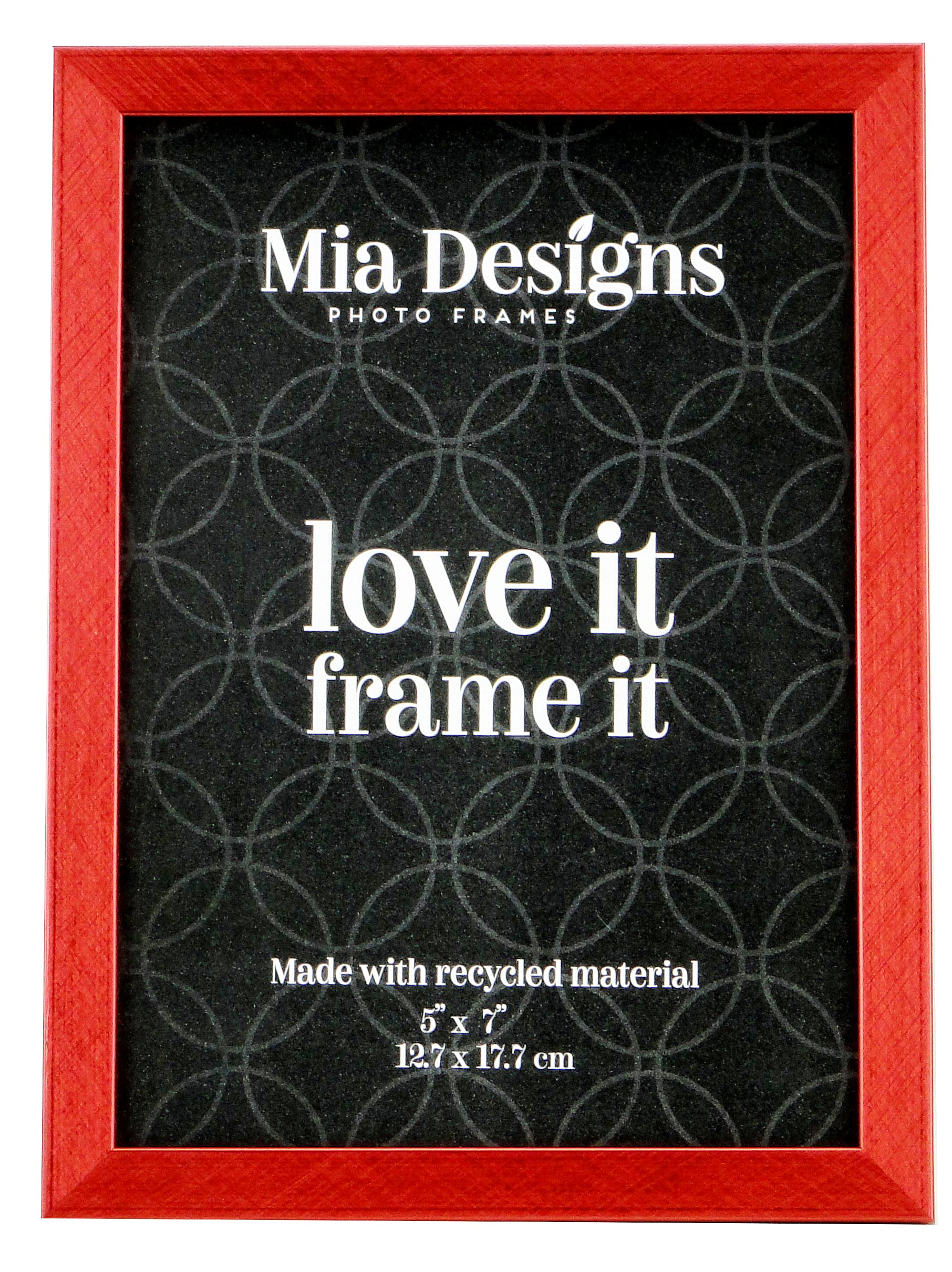 Mia Designs Picture Frame Cross Brushed Metallic Red 5x7 13x18 Cm Photo Frame for Desk, Wall and Table Top in Eco-friendly PS material Environmentally Friendly Freestanding Frame