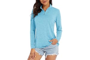 MAGCOMSEN Women's 1/4 Zip Shirts UV Sun Protection Pullover Long Sleeve Quick Dry Workout Hiking Athletic Shirts