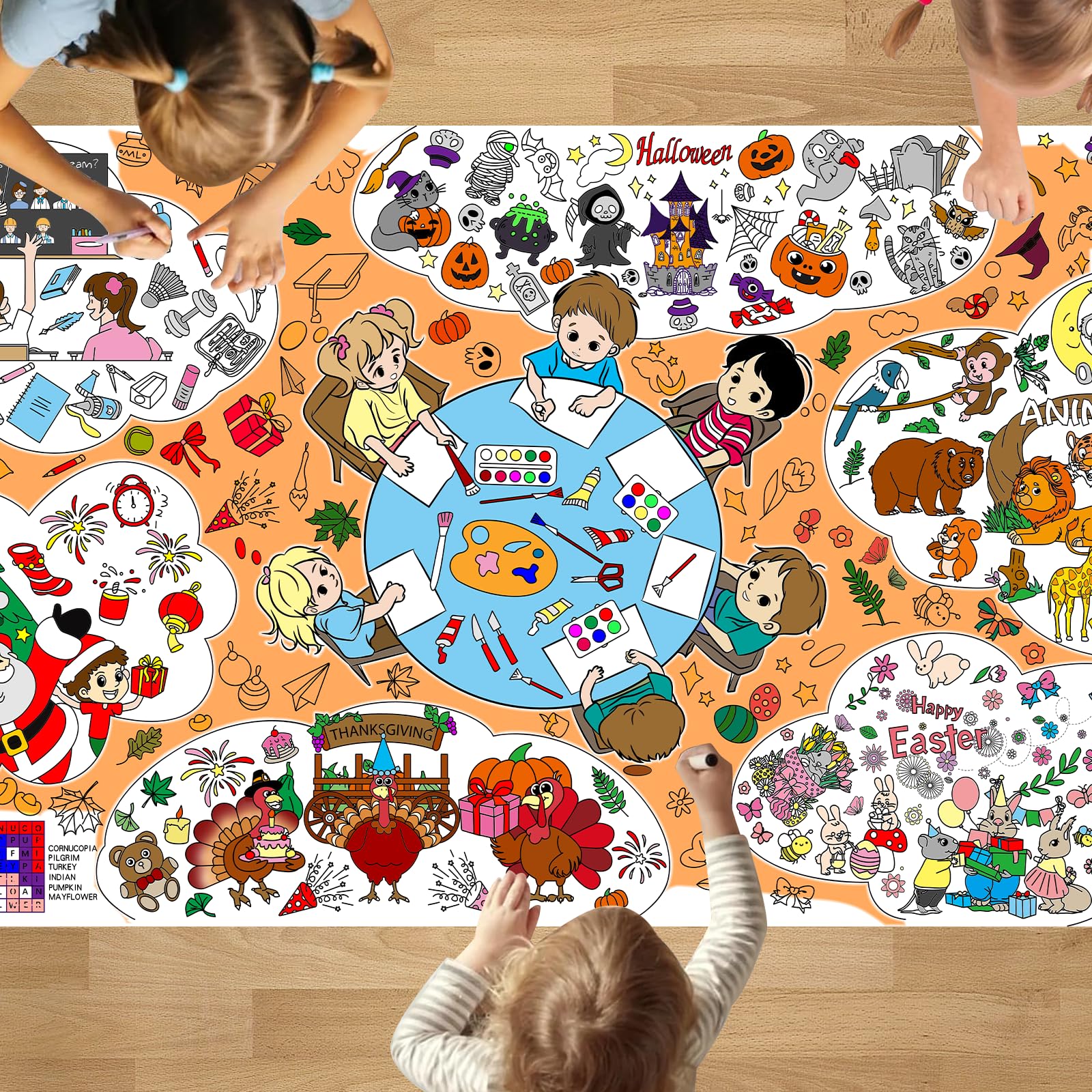 PADTIC Giant Coloring Poster 35x72 Inches Multiple Theme Coloring padtic-giant-coloring-poster-35x72-inches-multiple-theme-coloring