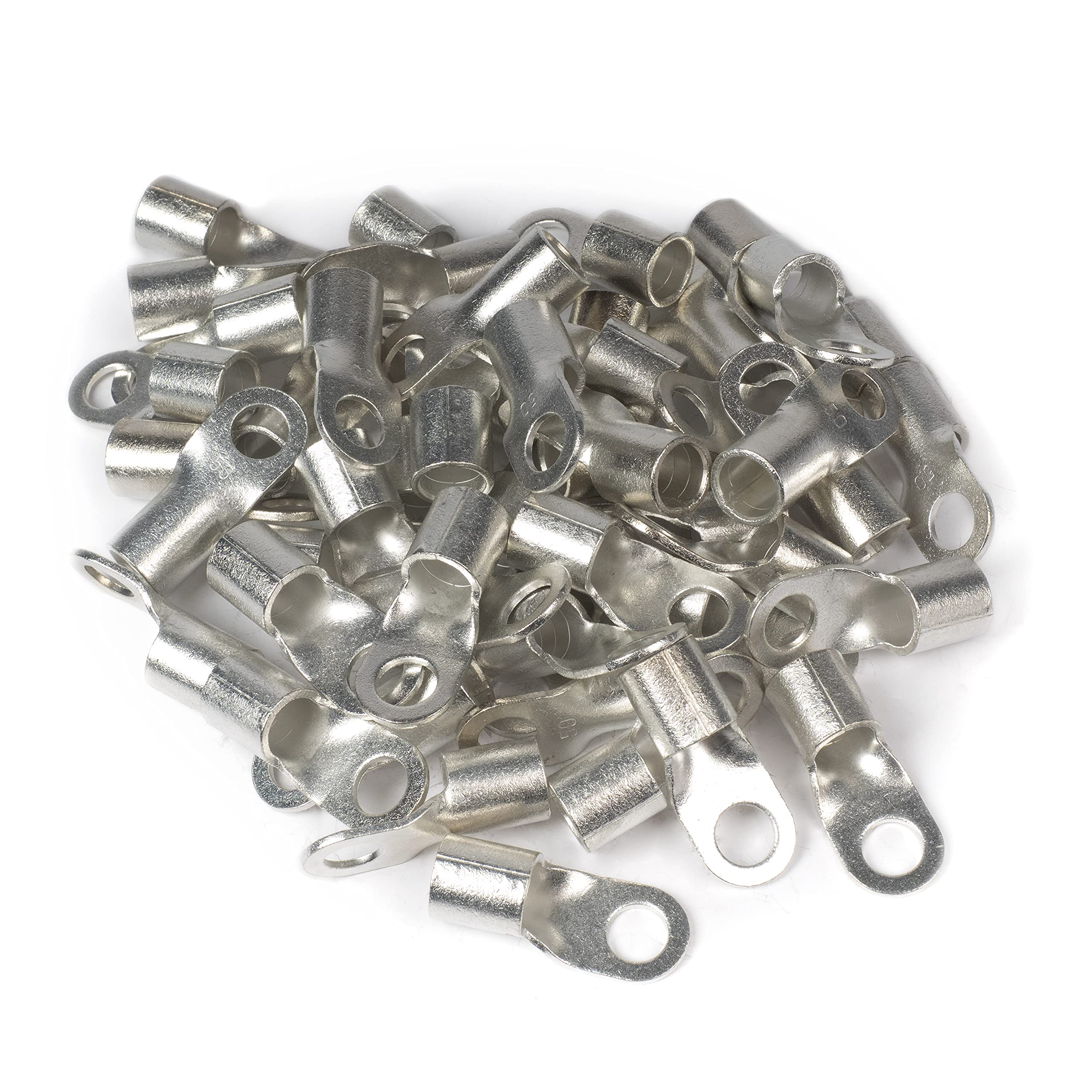 ERKO professional non-insulated ring terminals 100 pieces for M6 screws and wire size of 0.1 ÷ 0.5 mm2, manufactured according to DIN 46234 standard.