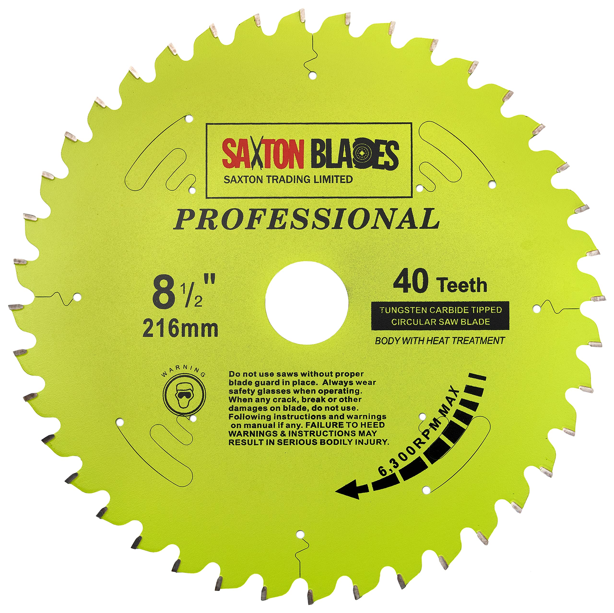 TCT21640TPRO Saxton Professional Range TCT Circular Saw Blade 216mm x 40T x 30mm Bore, 16, 20, 25mm Reduction Rings