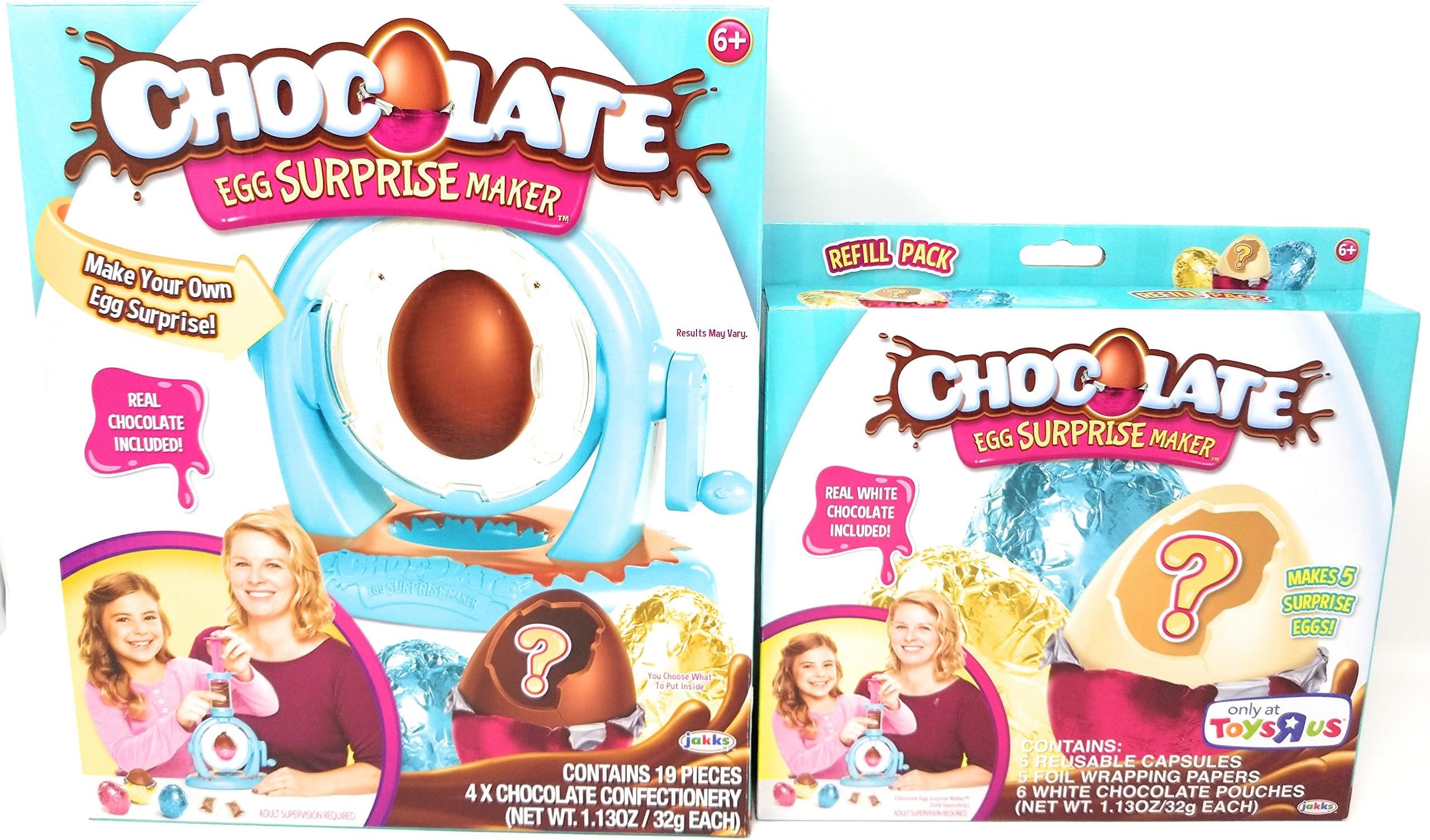 Chocolate Egg Surprise Maker and 5 Exclusive White Chocolate Refill Pack Bundle