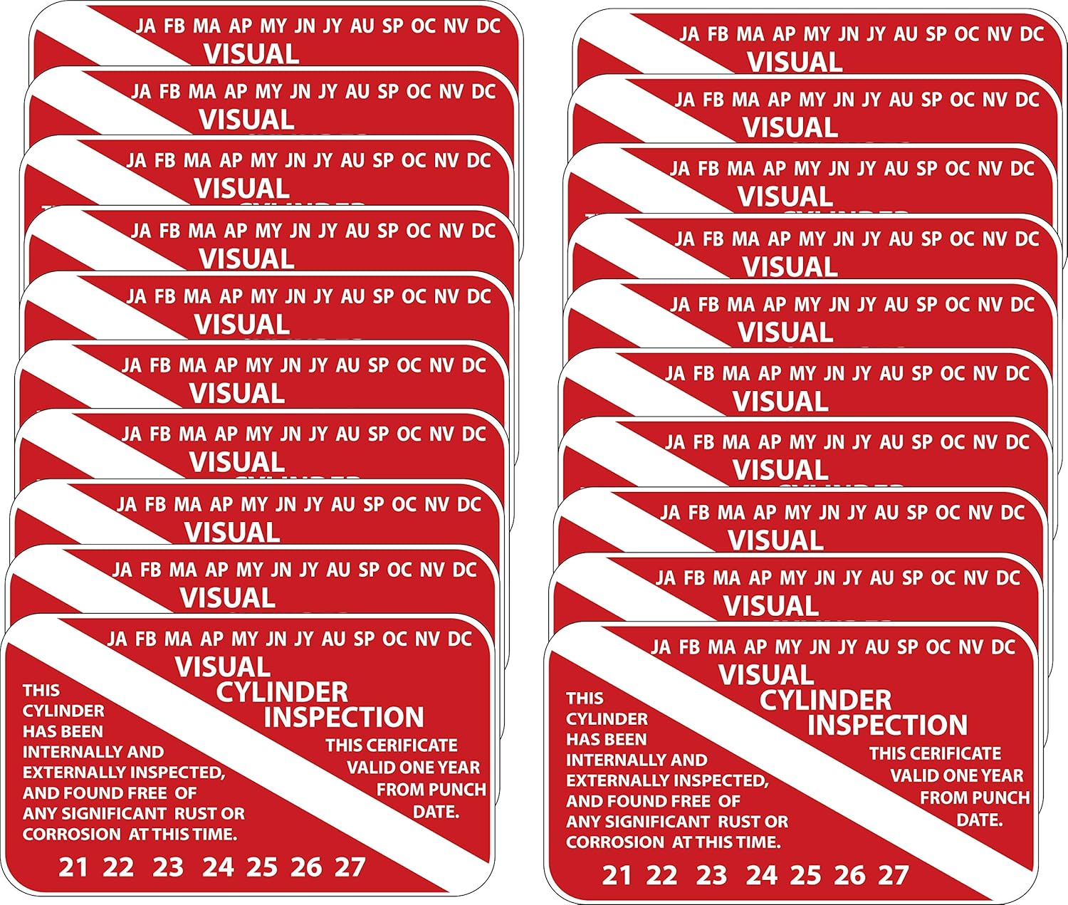 Scuba Visual Cylinder Inspection Sticker Decal Tag Years