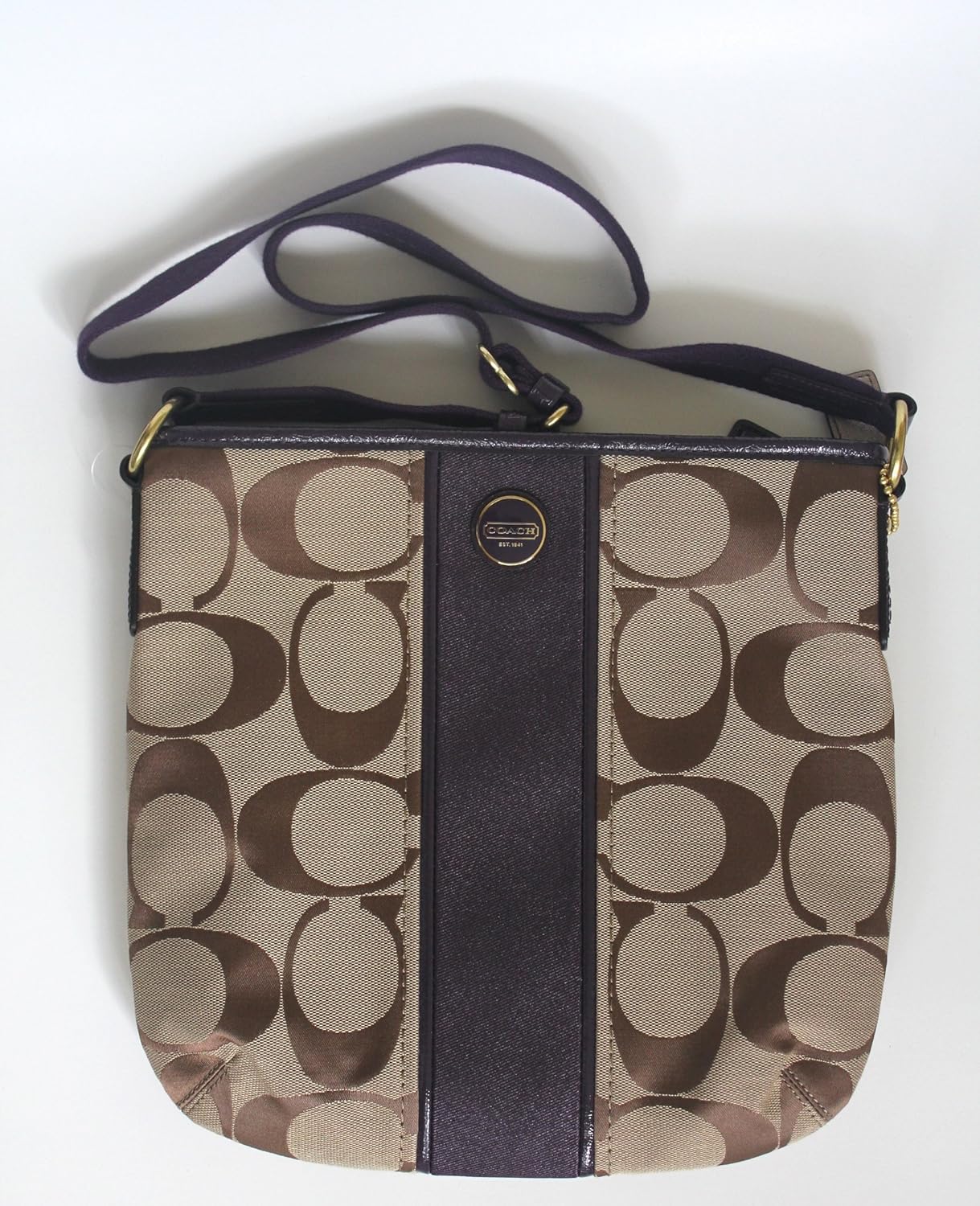 Coach Signature Stripe Duffle Bag Crossbody F21905 Handbags