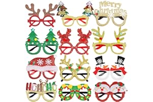 ATRIYFUL Christmas Glasses for Holiday Party 12Pcs: Fun Decorative Festive Eyeglasses Frames for DIY Photo Booth, Christmas Stocking Stuffers Party Favors for Adults Women Men