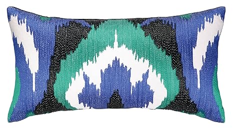 Amazon Nanette Lepore Villa Linen Embroidered Pillow Ikat Cobalt