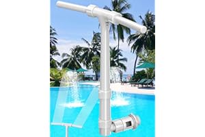 POOLHOUR Pool Fountain for Above and In-Ground Pools, Pool Waterfall with Dual Sprayer Multiple Spray Method, Adjustable Swimming Sprinkler Cooler with Extension Tube for Pool (Gray)