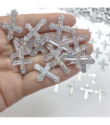 Kimini-Ki Tischkonfetti Kreuz-Motiv – 100 Stück, Gold-glitzernd, Für Taufe, Kommunion, Babyparty (Blau)