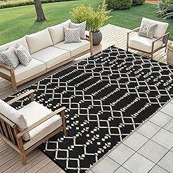Smiry Outdoor Rug 9x12 ft, Waterproof Reversible
