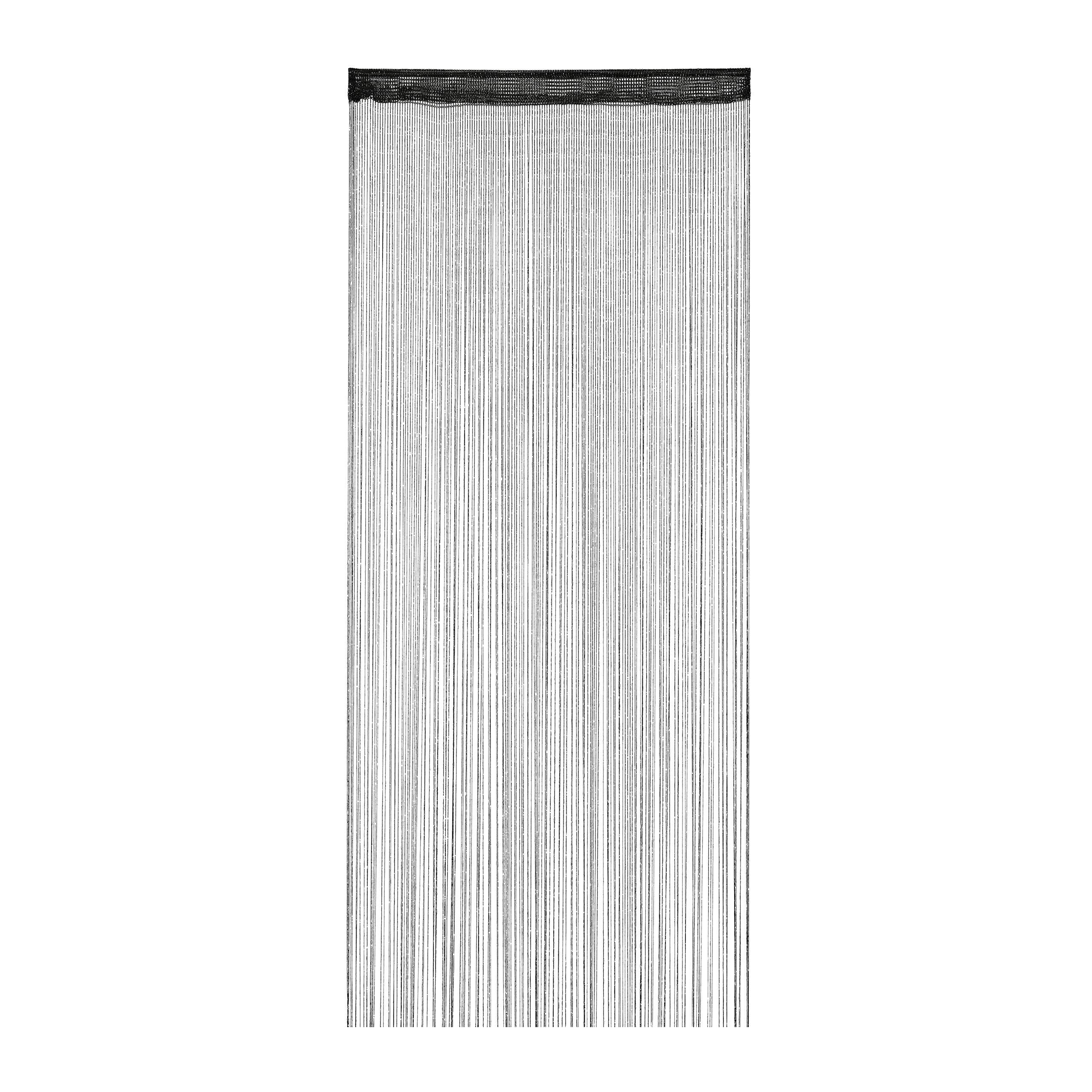 Relaxdays String Curtain, can be shortened, for Doors & Windows, Decorative, Washable, Sparkling, HxW: 90x245 cm,Black