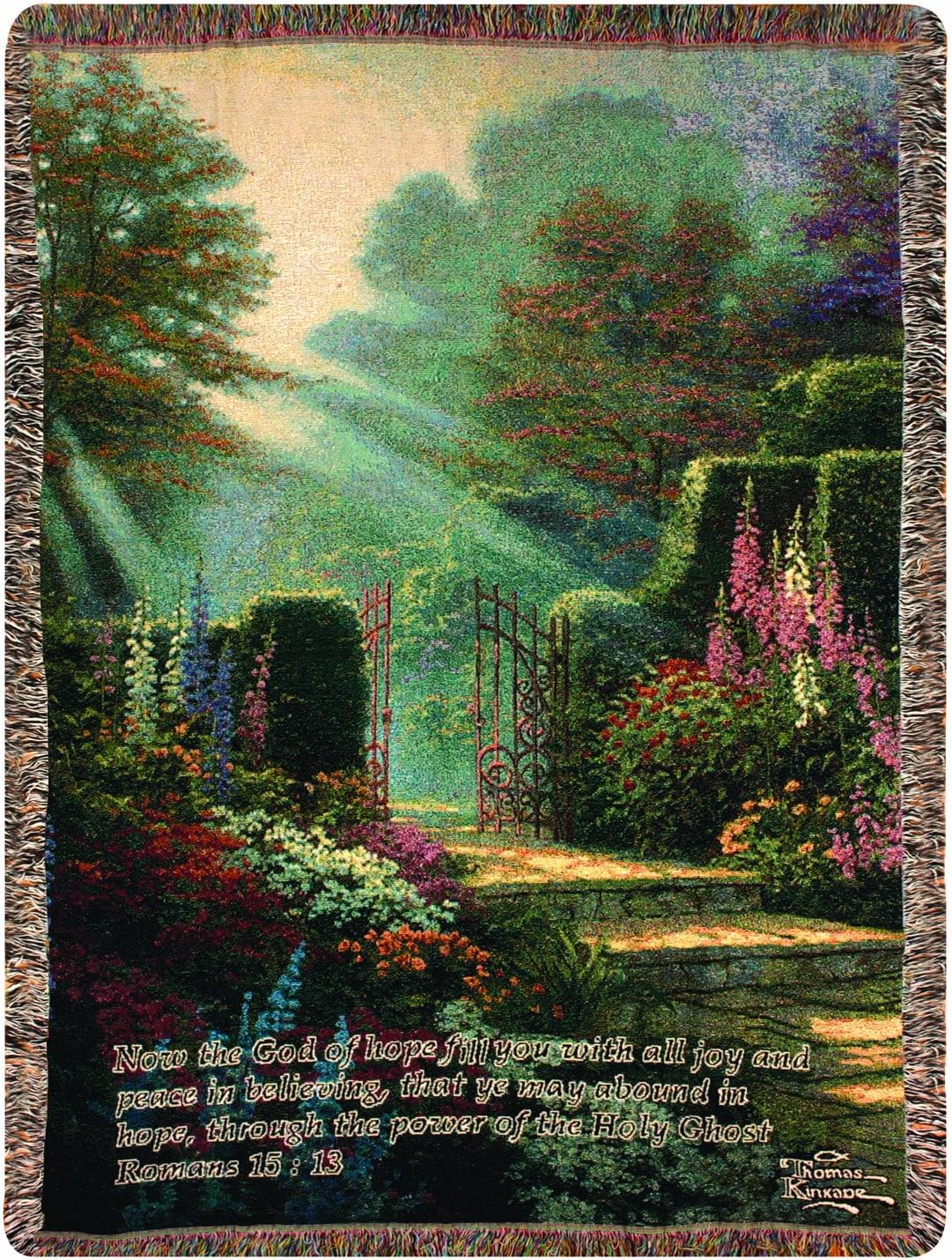 Manual Inspirational Collection Tapestry Throw with Verse, Garden of Grace by Thomas Kinkade, 50 X 60-Inch