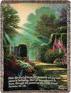 Manual Inspirational Collection Tapestry Throw with Verse, Garden of Grace by Thomas Kinkade, 50 X 60-Inch